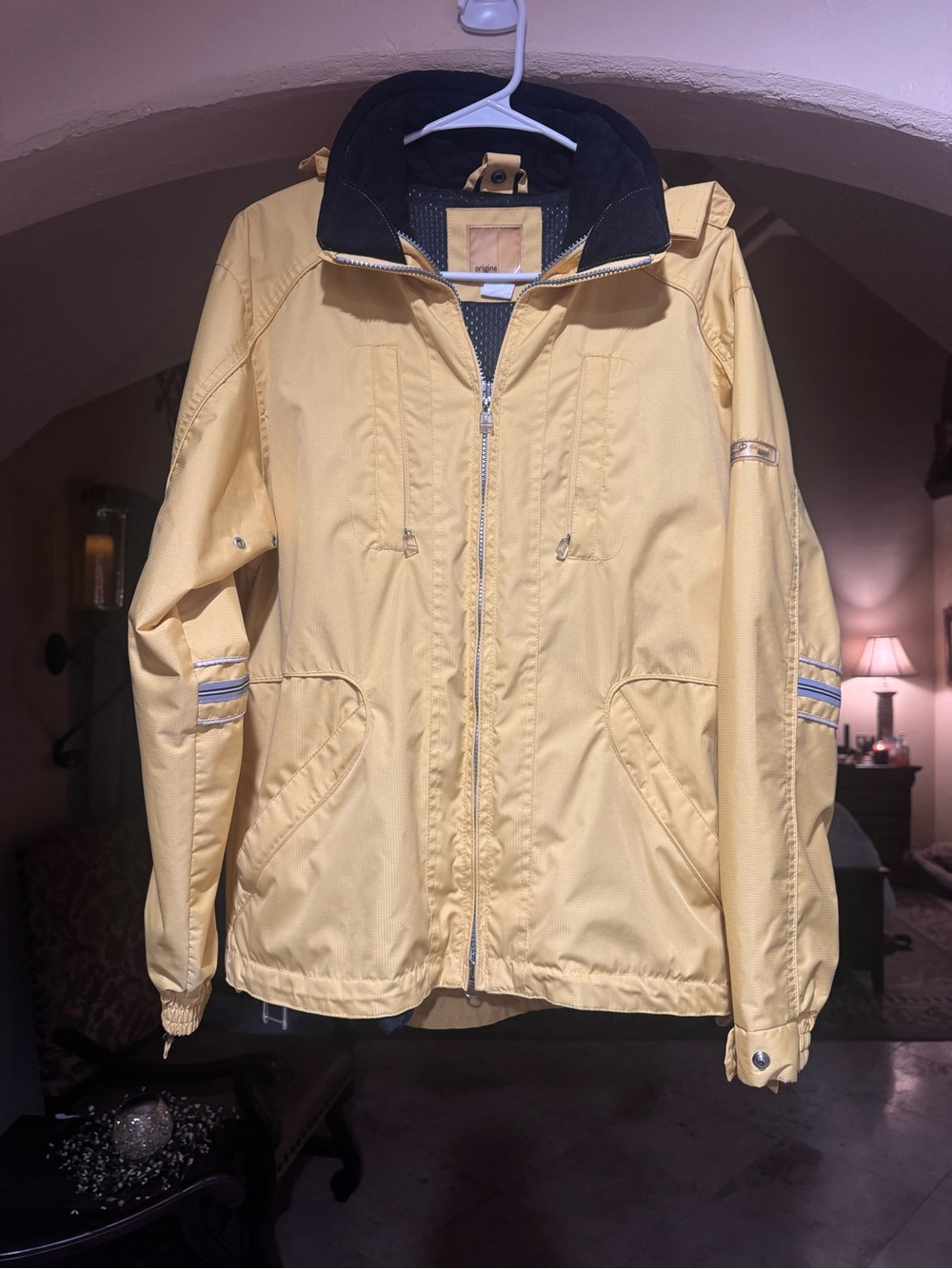 Origins Bright Yellow Hooded Windbreaker Jacket